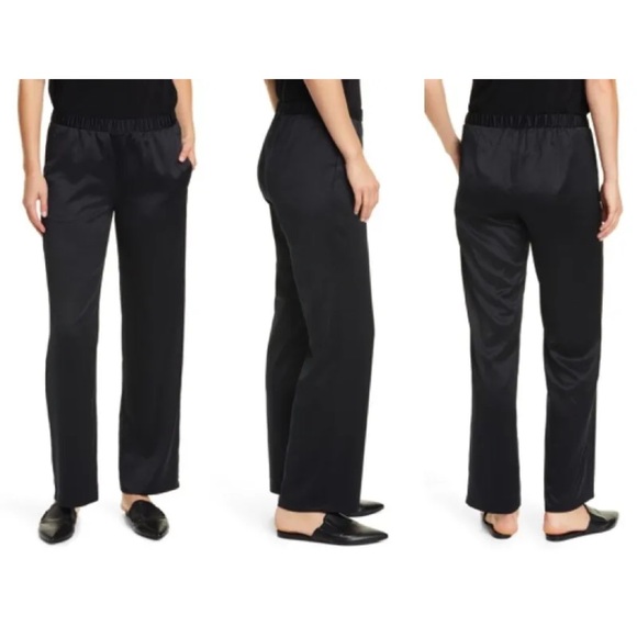 238.00 NWT EILEEN FISHER BEAUTIFUL BLACK SATIN PANTS